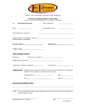 Purchase Order Modification Form