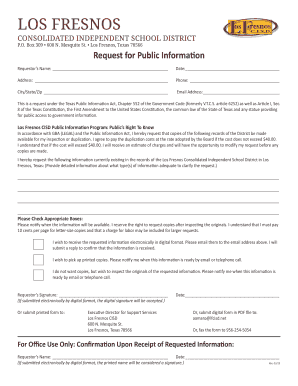 Texas Public Information Request Form
