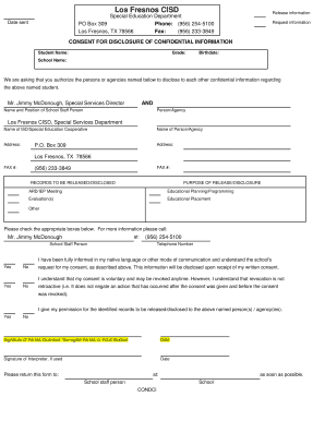 Consent for Disclosure of Confidential Information