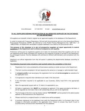 South African Supplier Registration Form