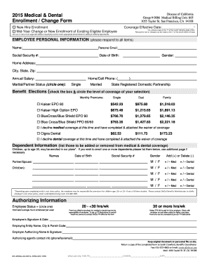 2015 Medical and Dental Enrollment Form