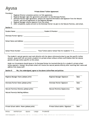 Private School Tuition Agreement