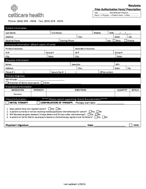 Neulasta Prior Authorization Form