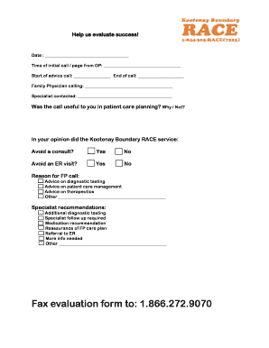 Kootenay Boundary RACE Service Evaluation Form
