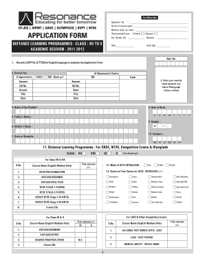 Resonance Distance Learning Application Form
