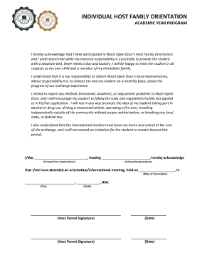 Host Family Orientation Agreement