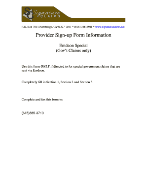 Emdeon Government Claims Provider Sign-up Form