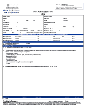Inlyta Prior Authorization Form