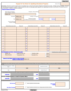 Request for Fee Waiver for Educational Programs