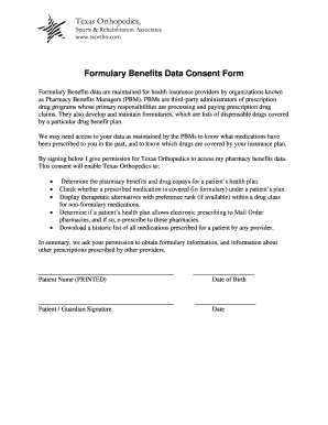 Formulary Benefits Data Consent Form