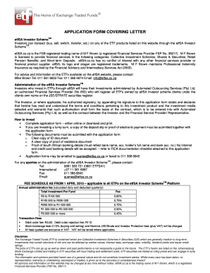 etfSA Investor Scheme Debit Order Application Form