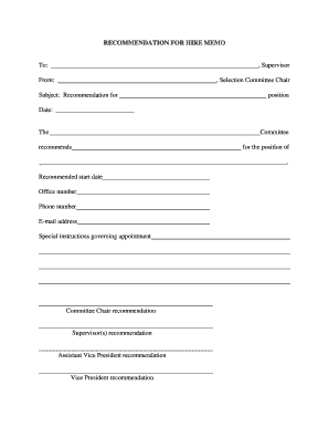 Recommendation for Hire Memo