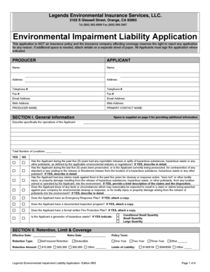 Environmental Impairment Liability Application