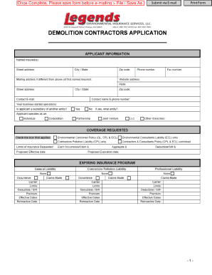 Demolition Contractors Application