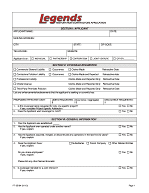 Commercial Insurance Application Form
