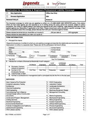 Architects & Engineers Professional Liability Coverage Application