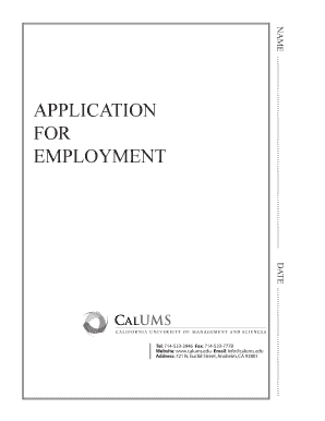 California University of Management and Sciences Employment Application