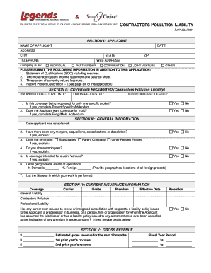 Contractors Pollution Liability Application