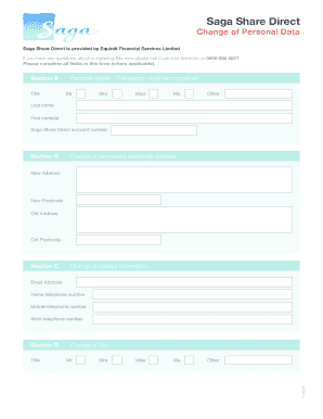 Saga Share Direct Personal Data Change Form