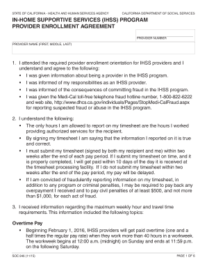 Weekly timesheet template word - In-Home Supportive Services IHSS Provider Enrollment Agreement - udwa