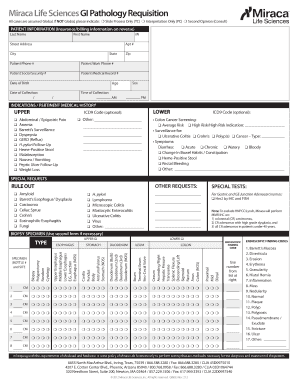 Miraca Life Sciences GI Pathology Requisition