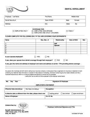 Dental Enrollment Form