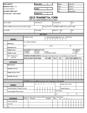Merck-Medco Enrollment Transmittal Form