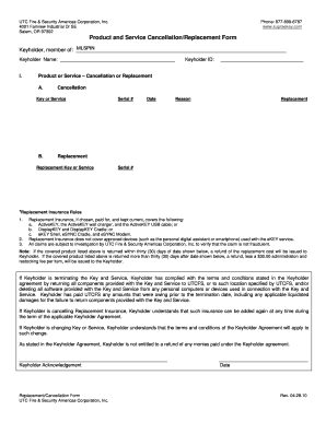 Product and Service Cancellation/Replacement Form