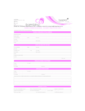 Hosmed Bambino Maternity Registration Form
