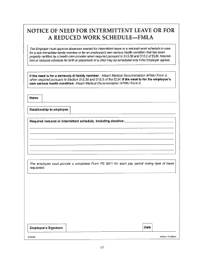 FMLA Notice of Need for Intermittent Leave