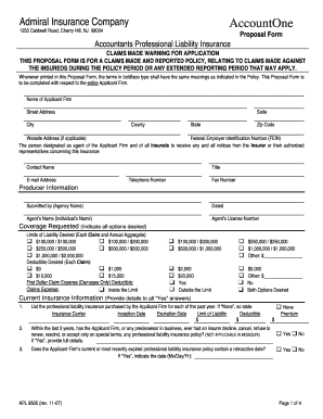Accountants Professional Liability Insurance Proposal Form