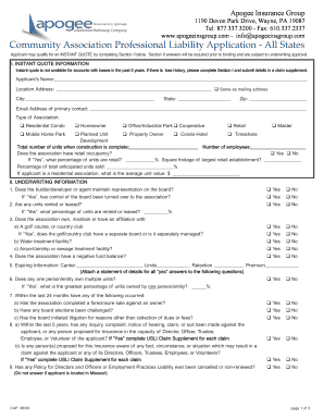 Community Association Professional Liability Application