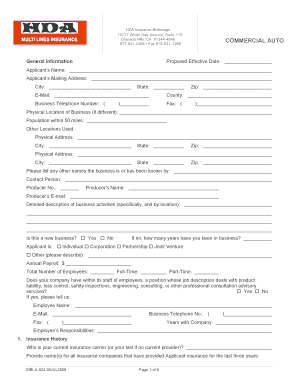 Commercial Auto Insurance Application