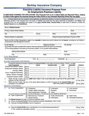 Employment Practices Liability Insurance Proposal Form