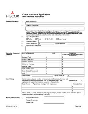 Crime Insurance Application Form