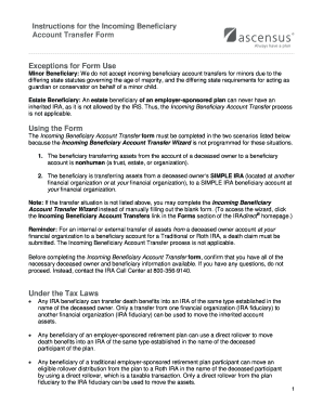 Incoming Beneficiary Account Transfer Form
