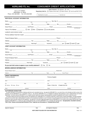 AgriLand FS Consumer Credit Application