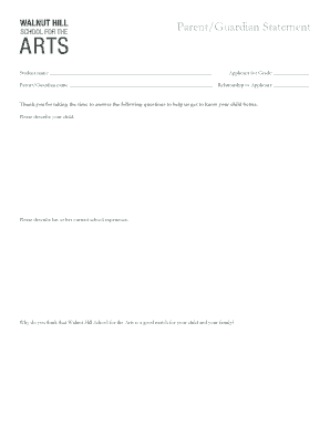Parent Guardian Statement for Student Application