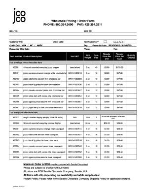 Wholesale Pricing Order Form