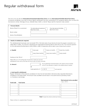 Aviva Regular Withdrawal Form