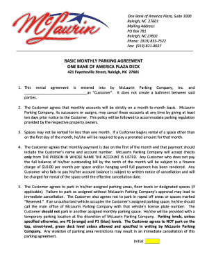 Basic Monthly Parking Agreement
