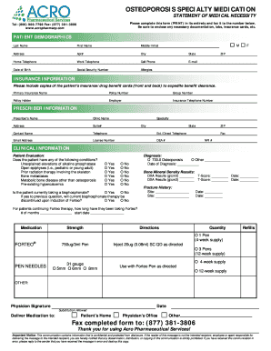 Osteoporosis Specialty Medication Statement of Medical Necessity