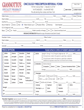 Oncology Prescription Referral Form