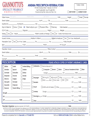 Anemia Prescription Referral Form