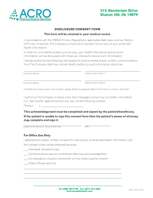 HIPAA Disclosure Consent Form