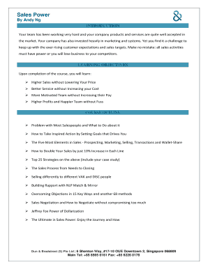 Sales Power Training Registration Form