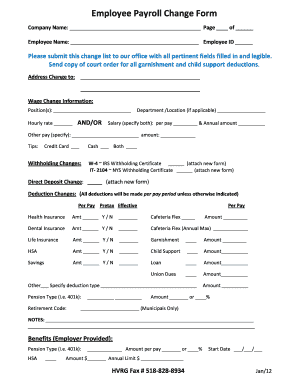 Employee Payroll Change Form