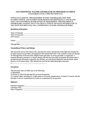 Unconditional Waiver and Release on Progress Payment