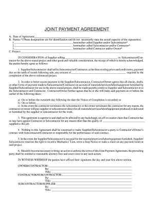 Joint Payment Agreement