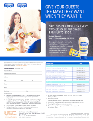 Hellmann's Mayonnaise Rebate Form